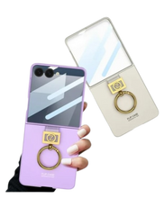 Cargar imagen en el visor de la galería, Estuche GKK Leather Anillo Deluxe + Glass para Samsung Z Flip7