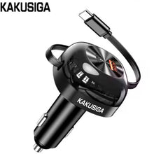 Cargar imagen en el visor de la galería, Cargador carro dos Puertos 60W  kakusiga con cable retráctil tipo c ksc-1203