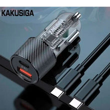 Cargar imagen en el visor de la galería, Cargador De Carro Carga Rápida Kaku De Puerto Usb + Tipo C 48w Ksc-856