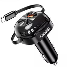 Cargar imagen en el visor de la galería, Cargador carro dos Puertos 60W  kakusiga con cable retráctil tipo c ksc-1203