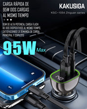 Cargar imagen en el visor de la galería, Cargador Plugin De Carro Carga Rápida Kaku De Doble Puerto Usb 95W Ksc-1054
