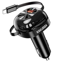 Cargar imagen en el visor de la galería, Cargador carro dos Puertos 60W  kakusiga con cable retráctil tipo c ksc-1203