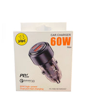 Cargar imagen en el visor de la galería, Cargador De Carro Carga Rápida  dos puestos usb+tipo C 60w P2