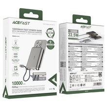 Cargar imagen en el visor de la galería, Power Bank Acefast De 10.000mah 22.5w con cable de datos retráctil tipo c Inalambrico