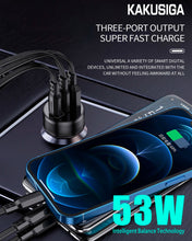 Cargar imagen en el visor de la galería, Cargador De Carro Carga Rápida De Puerto Usb + 2 Tipo-C 53w Kaku Ksc-857