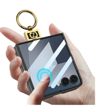 Cargar imagen en el visor de la galería, Estuche GKK Leather Anillo Deluxe + Glass para Samsung Z Flip7
