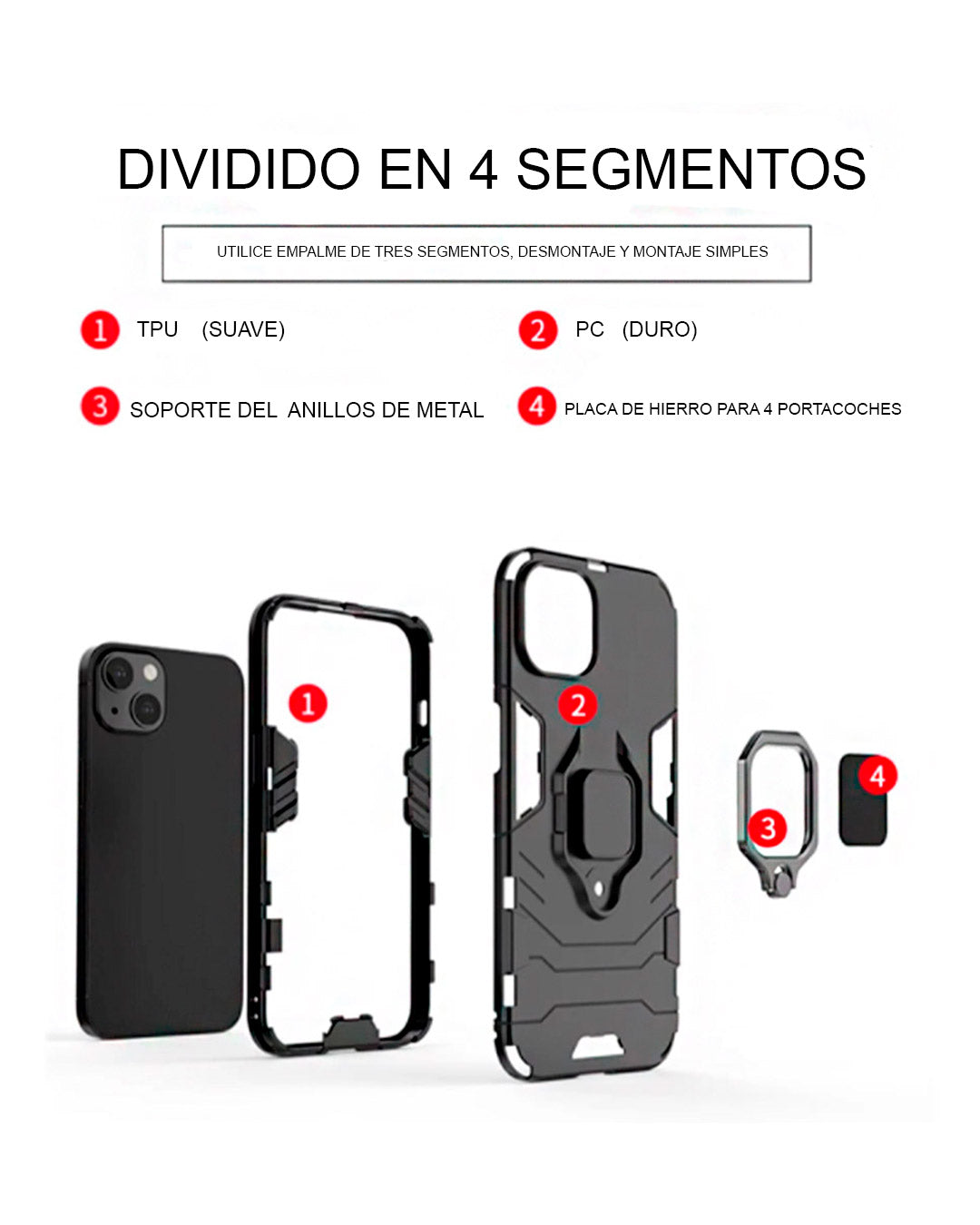 Funda Anti Golpes Anillo Compatible con Xiaomi Poco F5 Pro Negro