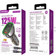 Cargar imagen en el visor de la galería, Cargador De Carro Carga Rápida Kaku Tres Puertos Usb 125W Max Ksc-1057
