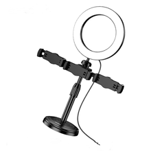 Cargar imagen en el visor de la galería, Soporte Holder Trípode para tres dispositivos Con Aro de luz KSC-1514
