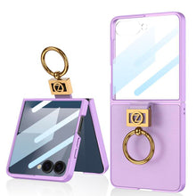 Cargar imagen en el visor de la galería, Estuche GKK Leather Anillo Deluxe + Glass para Samsung Z Flip7
