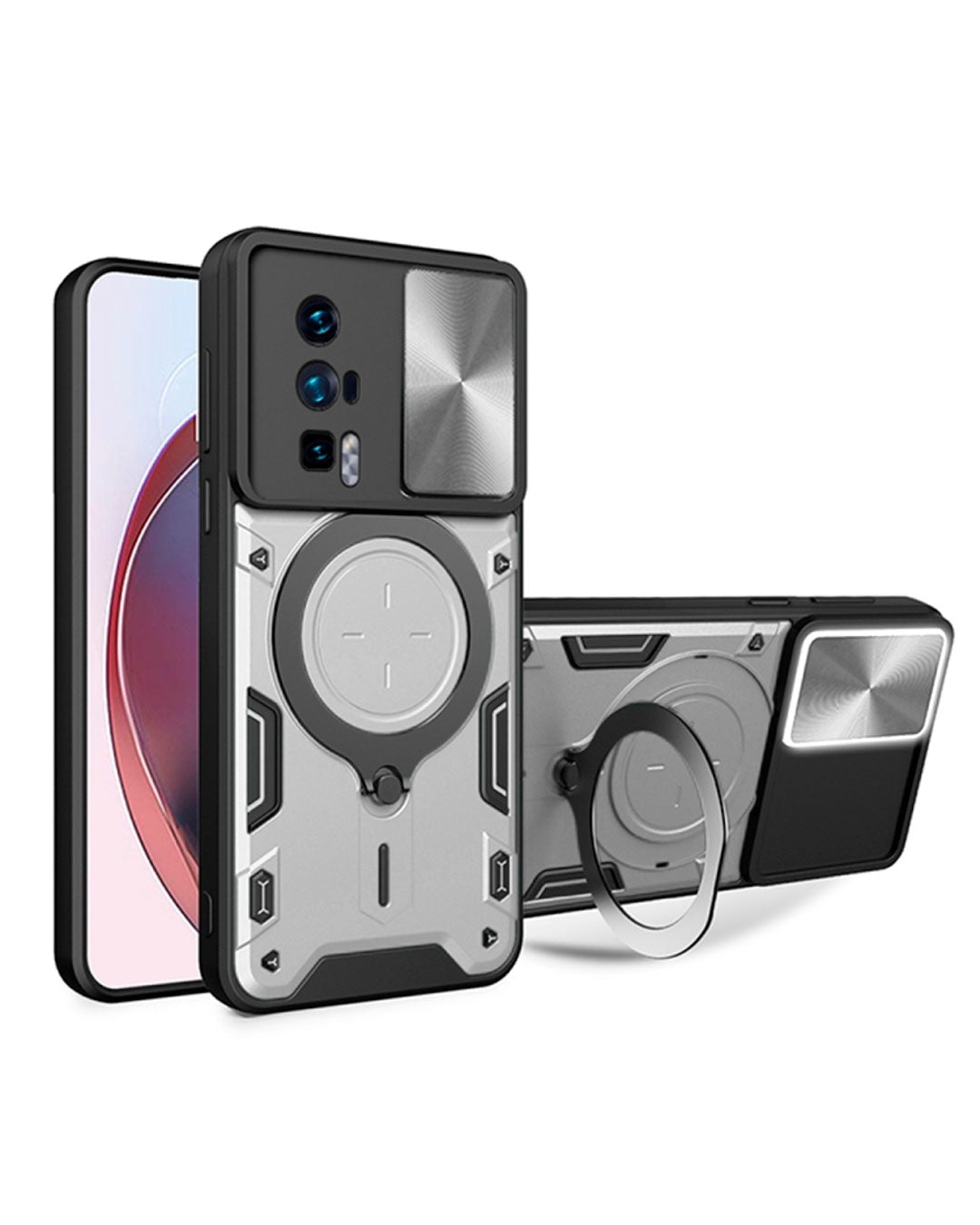  CCSmall Funda para Xiaomi Poco F5 Pro 5G con cubierta de cámara  deslizante para hombres, funda protectora de grado militar para teléfono  con soporte de anillo para Xiaomi Poco F5 Pro