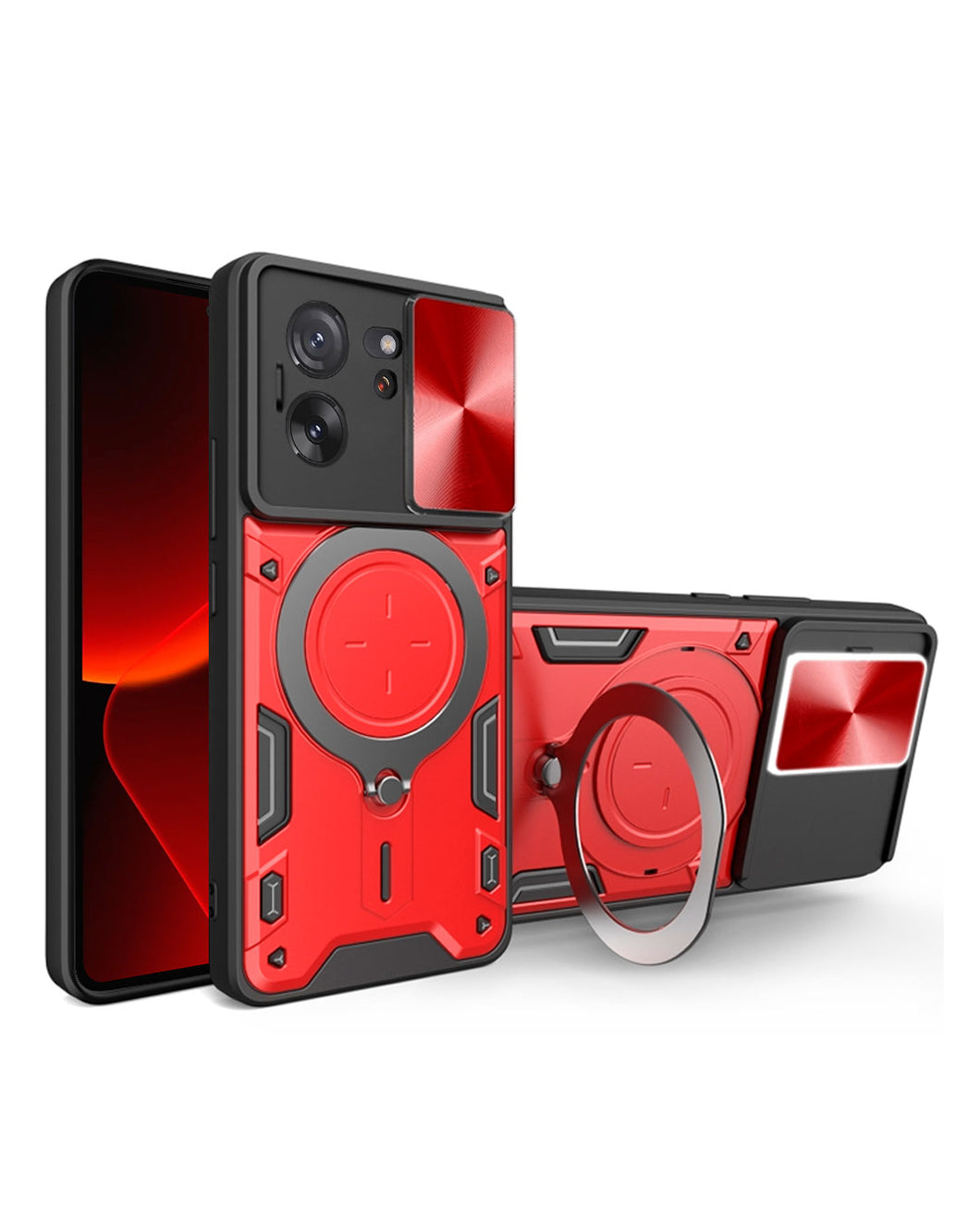 Funda de Cuero Cartera con Soporte Carcasa QH3 para Xiaomi Redmi 13C Rojo